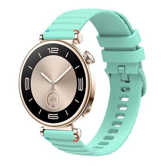 Per Huawei Watch GT 4 41mm Cinturino in silicone ondulato punteggiato cucito 18mm (verde acqua)