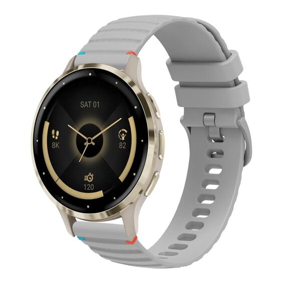 Per Garmin Venu 3S Wavy Dots Stitched 18mm cinturino in silicone (grigio)