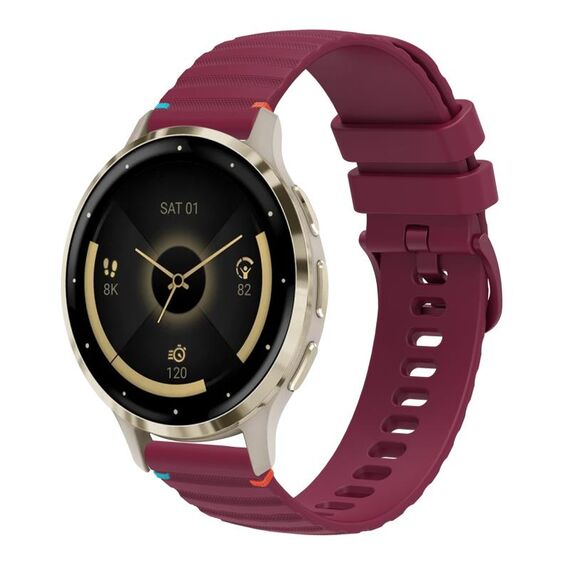 Per Garmin Venu 3S Wavy Dots Stitched 18mm cinturino in silicone (rosso vino)
