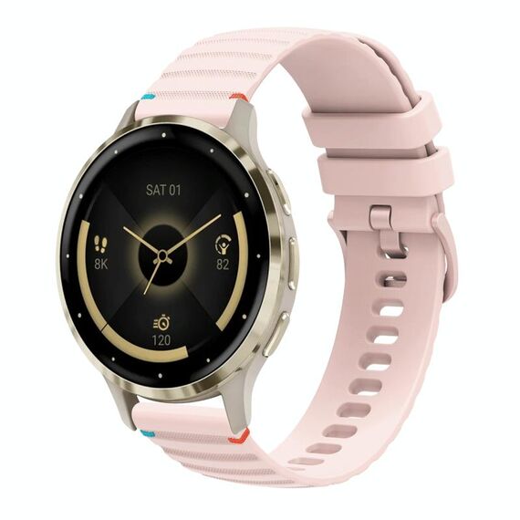 Per Garmin Venu 3S Wavy Dots Stitched 18mm cinturino in silicone (rosa)