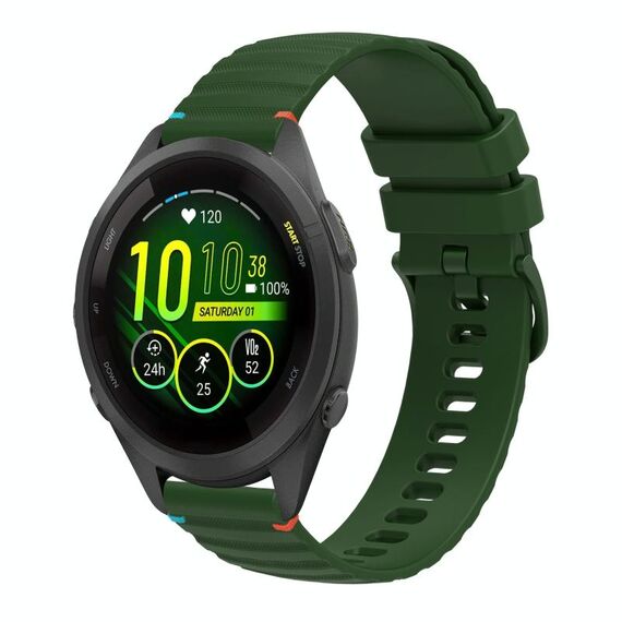 Per Garmin Forerunner 265S cinturino in silicone ondulato punteggiato cucito da 18 mm (verde militare)