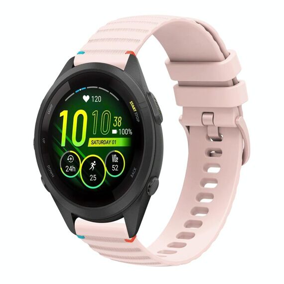Per Garmin Forerunner 265S cinturino in silicone ondulato punteggiato cucito da 18 mm (rosa)
