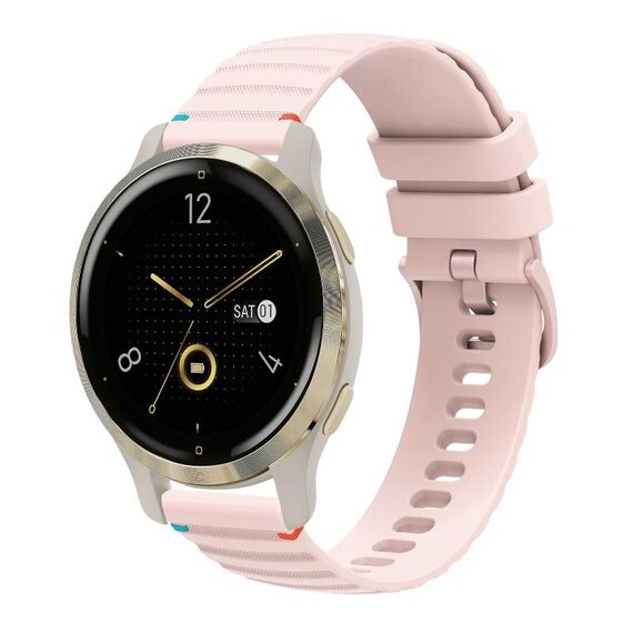 Per Garmin Venu 2S Wavy Dots Stitched 18mm cinturino in silicone (rosa)