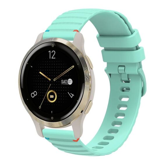 Per Garmin Venu 2S Wavy Dots Stitched 18mm cinturino in silicone (verde acqua)