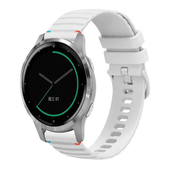 Per Garmin Active S Wavy Dots Stitched 18mm cinturino in silicone (bianco)