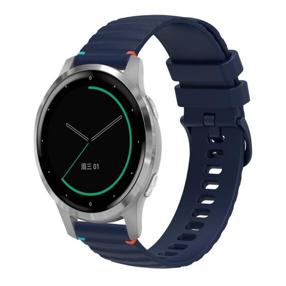 Per Garmin Active S Wavy Dotted Stitched 18mm Cinturino in silicone per orologio (blu navy)