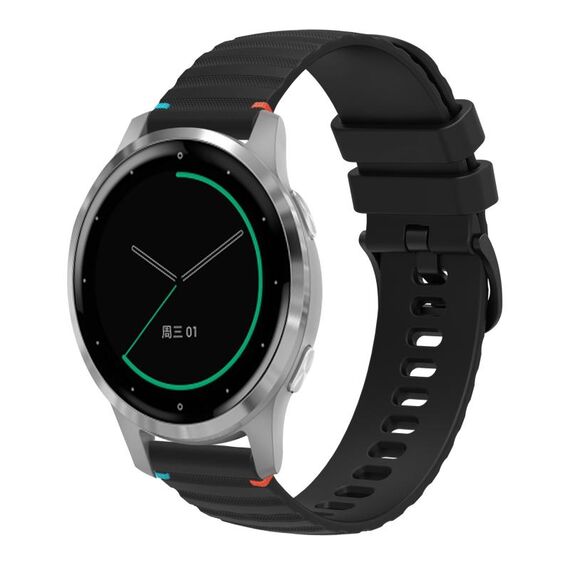 Per Garmin Active S Wavy Dotted Stitched 18mm Cinturino in silicone (nero)