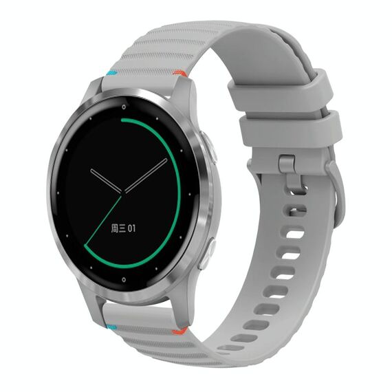 Per Garmin Active S Wavy Dots Stitched 18mm cinturino in silicone (grigio)