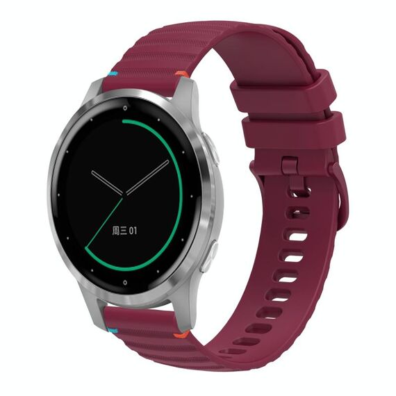 Per Garmin Active S Wavy Dots Stitched 18mm cinturino in silicone (rosso vino)