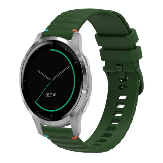 Per Garmin Active S Wavy Dots Stitched 18mm cinturino in silicone (verde militare)