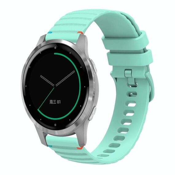 Per Garmin Active S Wavy Dots Stitched 18mm cinturino in silicone (verde acqua)