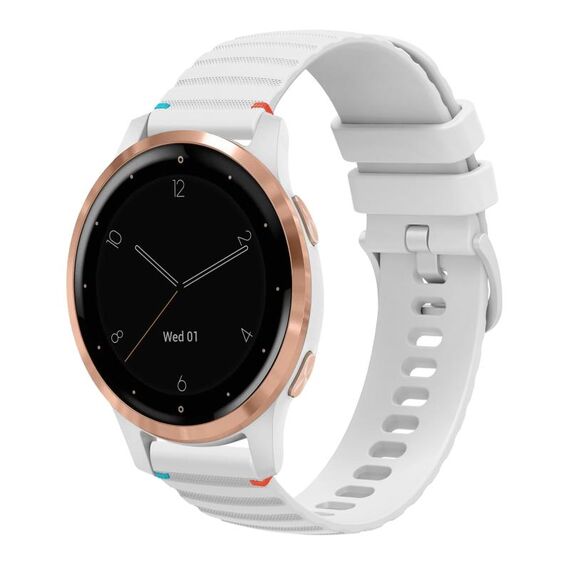 Per Garmin Vivoactive 4S Wavy Dots Stitched 18mm cinturino in silicone (bianco)