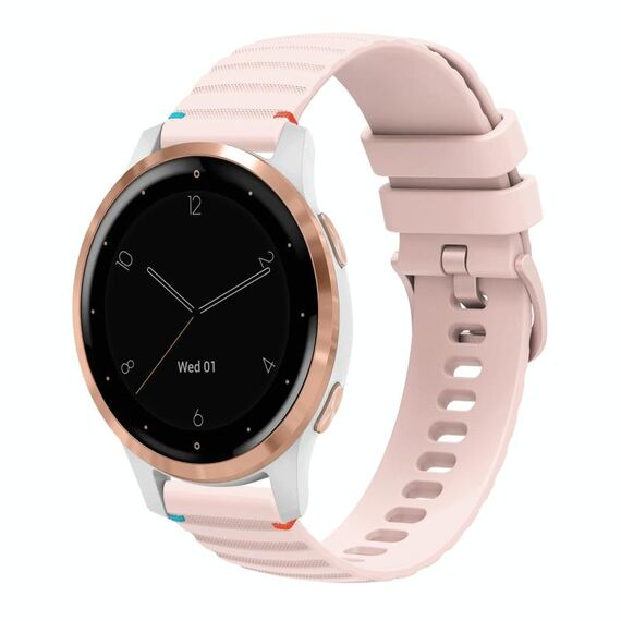 Per Garmin Vivoactive 4S Wavy Dots Stitched 18mm cinturino in silicone (rosa)