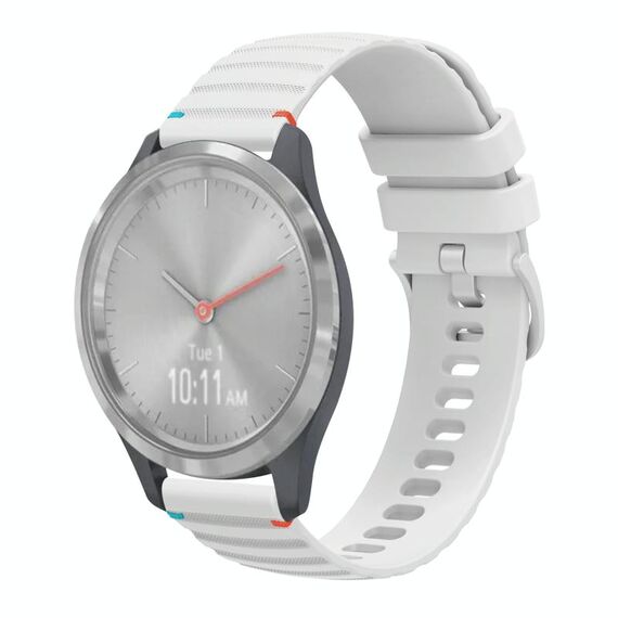 Per Garmin Vivomove 3S Wavy Dots Stitched 18mm cinturino in silicone (bianco)
