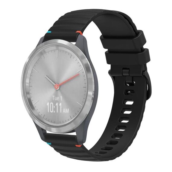 Per Garmin Vivomove 3S Wavy Dots Stitched 18mm cinturino in silicone (nero)