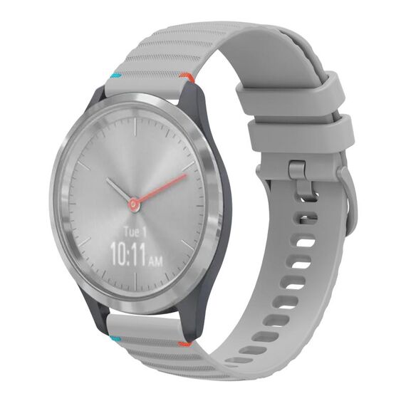Per Garmin Vivomove 3S Wavy Dots Stitched 18mm Cinturino in silicone (grigio)