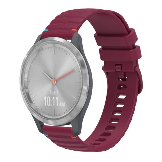 Per Garmin Vivomove 3S cinturino in silicone ondulato punteggiato cucito da 18 mm (rosso vino)