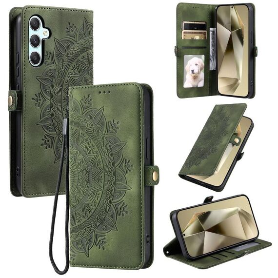 Per Samsung Galaxy S23 FE 5G Custodia per telefono in pelle goffrata Skin Feel Totem (verde scuro)
