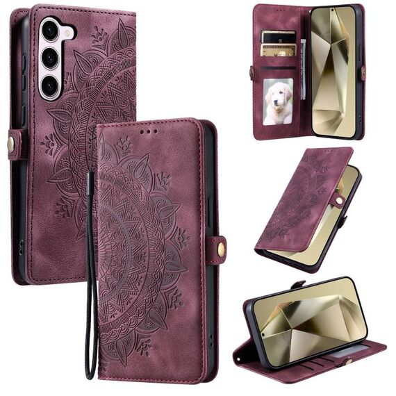 Per Samsung Galaxy S23+ 5G Custodia per telefono in pelle goffrata Skin Feel Totem (rosso vino)