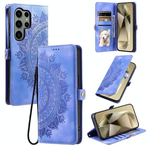 Per Samsung Galaxy S22 Ultra 5G Custodia per telefono in pelle goffrata con effetto pelle di totem (viola)
