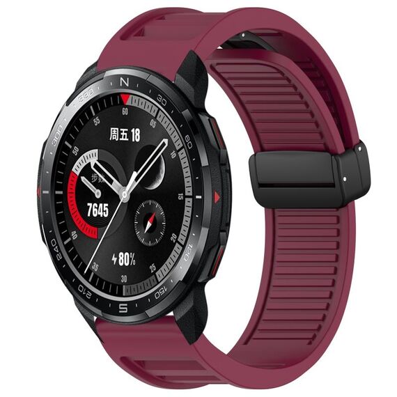 Per Honor Watch GS Pro Window Blind Magnetic Buckle 22mm Cinturino in silicone (rosso vino)