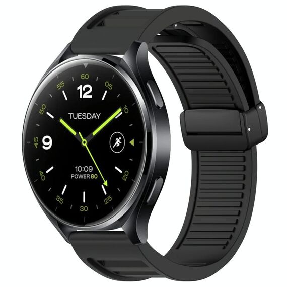 Per Xiaomi Watch 2 Window Blind Fibbia magnetica 22mm Cinturino in silicone (nero)