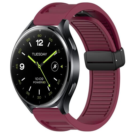 Per Xiaomi Watch 2 Window Blind Fibbia magnetica 22mm Cinturino in silicone (rosso vino)