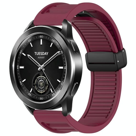 Per Xiaomi Watch S3 Window Blind Fibbia magnetica 22mm Cinturino in silicone (rosso vino)
