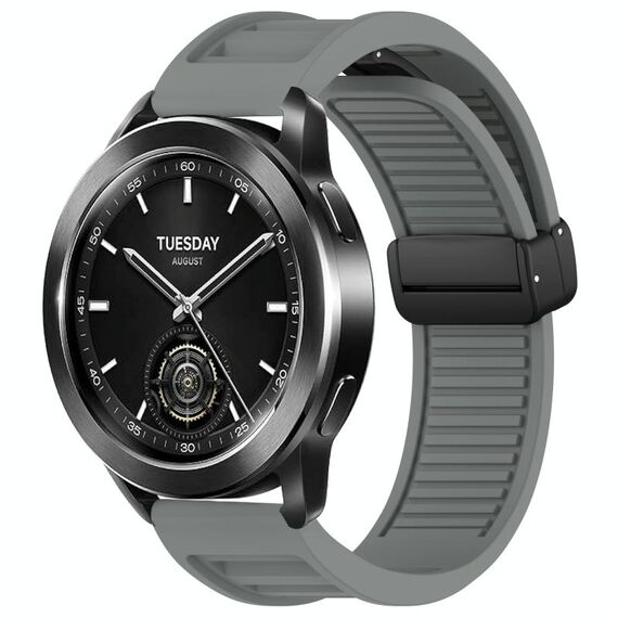 Per Xiaomi Watch S3 Window Blind Fibbia magnetica Cinturino in silicone da 22 mm (grigio scuro)