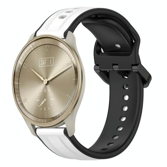 Per Garmin Vivomove Trend 20mm Convex Loop Cinturino in silicone bicolore (bianco + nero)