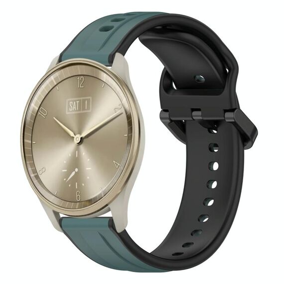 Per Garmin Vivomove Trend 20mm Convex Loop Cinturino in silicone bicolore (verde oliva + nero)