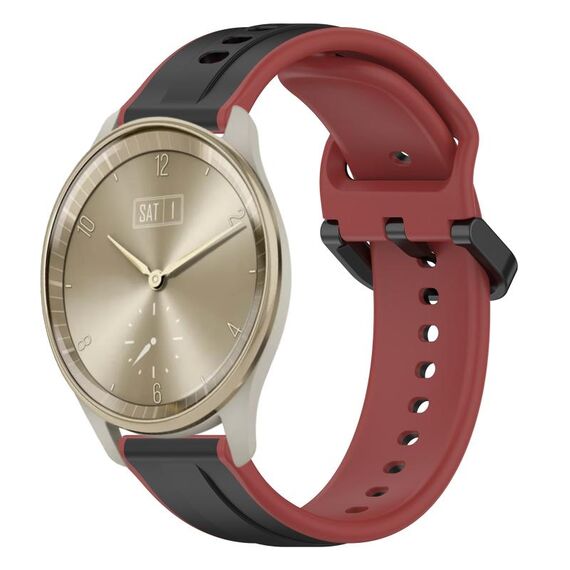 Per Garmin Vivomove Trend 20mm Convex Loop Cinturino in silicone bicolore (nero + rosso)