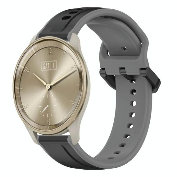 Per Garmin Vivomove Trend 20mm Convex Loop Cinturino in silicone bicolore (nero + grigio)