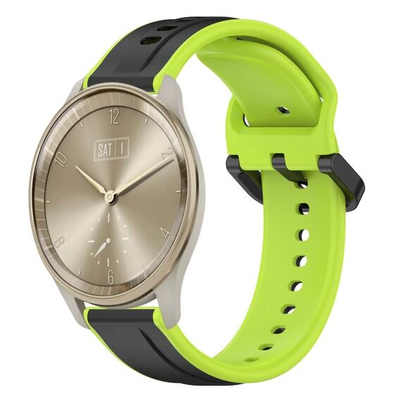 Per Garmin Vivomove Trend 20mm Convex Loop Cinturino in silicone bicolore (nero + lime)