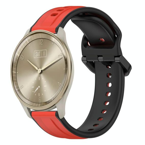 Per Garmin Vivomove Trend 20mm Convex Loop Cinturino in silicone bicolore (rosso + nero)