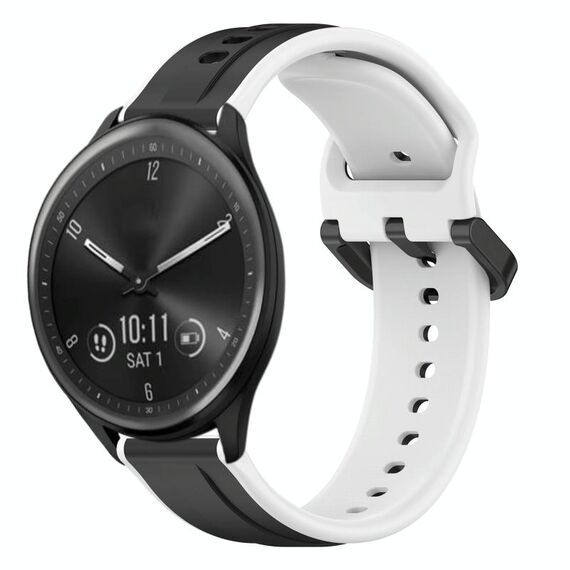 Per Garmin Vivomove Sport 20mm Convex Loop Cinturino in silicone bicolore (nero + bianco)