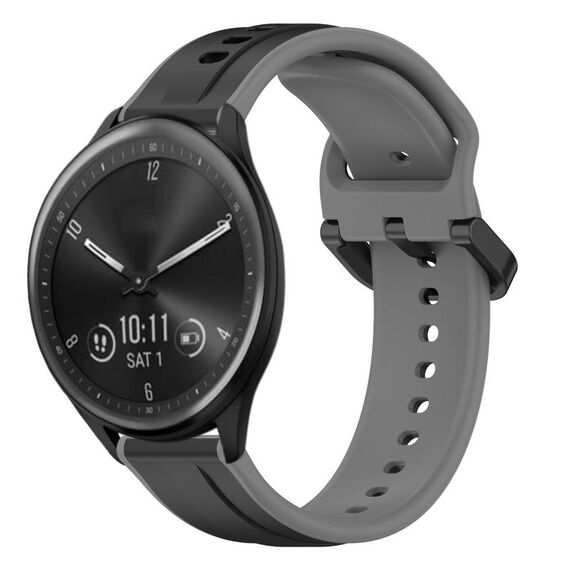 Per Garmin Vivomove Sport 20mm Convex Loop Cinturino in silicone bicolore (nero + grigio)
