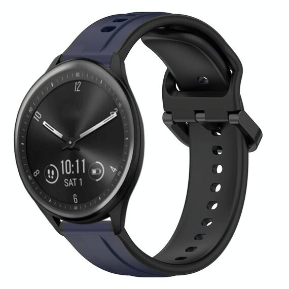Per Garmin Vivomove Sport Cinturino in silicone bicolore con anello convesso da 20 mm (blu notte + nero)