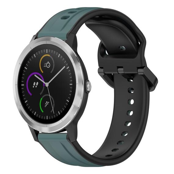 Per Garmin Vivoactive3 20mm Convex Loop Cinturino in silicone bicolore (verde oliva + nero)