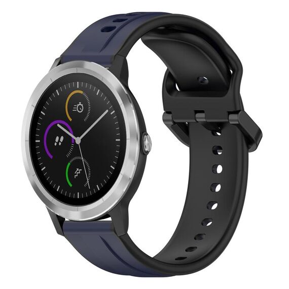 Per Garmin Vivoactive3 20mm Convex Loop Cinturino in silicone bicolore (blu notte + nero)