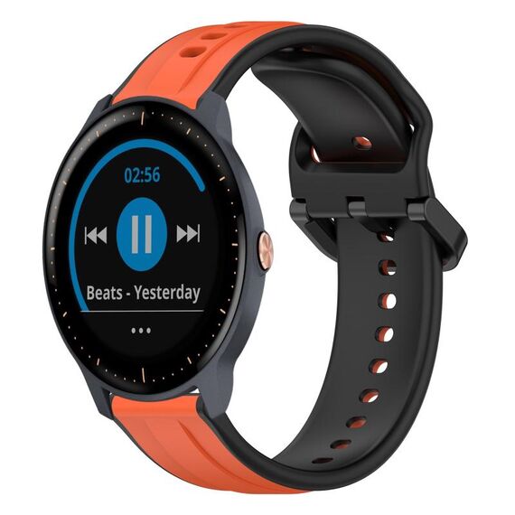 Per Garmin Vivoactive3 Music 20mm Convex Loop Cinturino in silicone bicolore (arancione + nero)