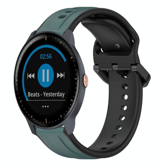 Per Garmin Vivoactive3 Music 20mm Convex Loop Cinturino in silicone bicolore (verde oliva + nero)