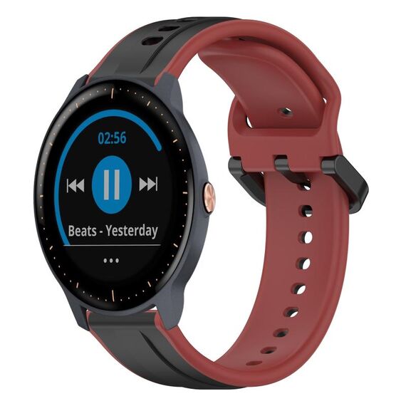 Per Garmin Vivoactive3 Music 20mm Convex Loop Cinturino in silicone bicolore (nero + rosso)