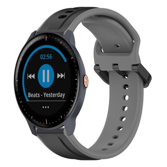 Per Garmin Vivoactive3 Music 20mm Convex Loop Cinturino in silicone bicolore (nero + grigio)