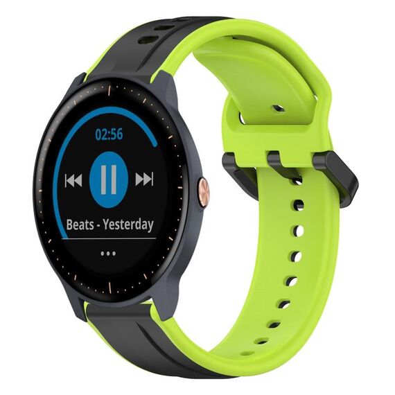 Per Garmin Vivoactive3 Music 20mm Convex Loop Cinturino in silicone bicolore (nero + lime)