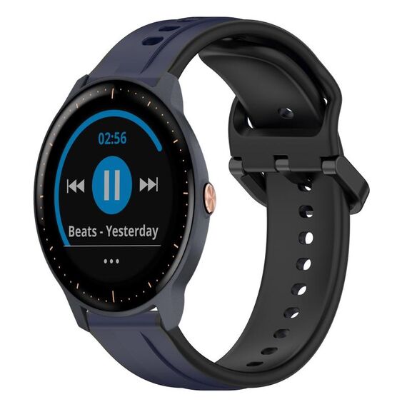 Per Garmin Vivoactive3 Music 20mm Convex Loop Cinturino in silicone bicolore (blu notte + nero)