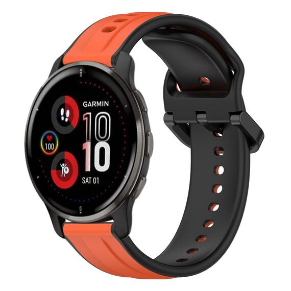 Per Garmin Venu 2 Plus 20mm Convex Loop Cinturino in silicone bicolore (arancione + nero)