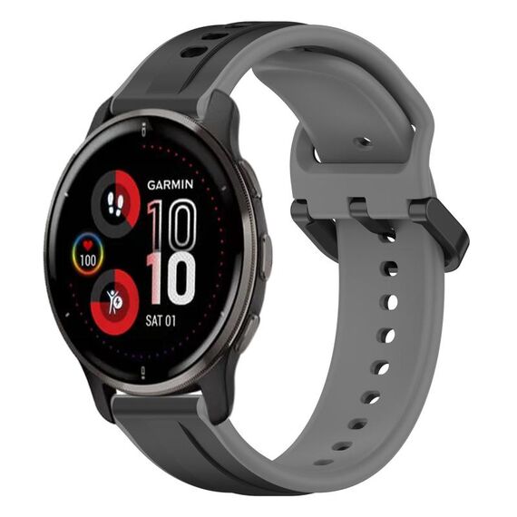 Per Garmin Venu 2 Plus 20mm Convex Loop Cinturino in silicone bicolore (nero + grigio)
