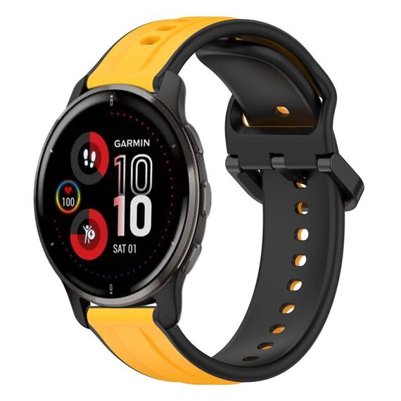 Per Garmin Venu 2 Plus 20mm Convex Loop Cinturino in silicone bicolore (giallo + nero)