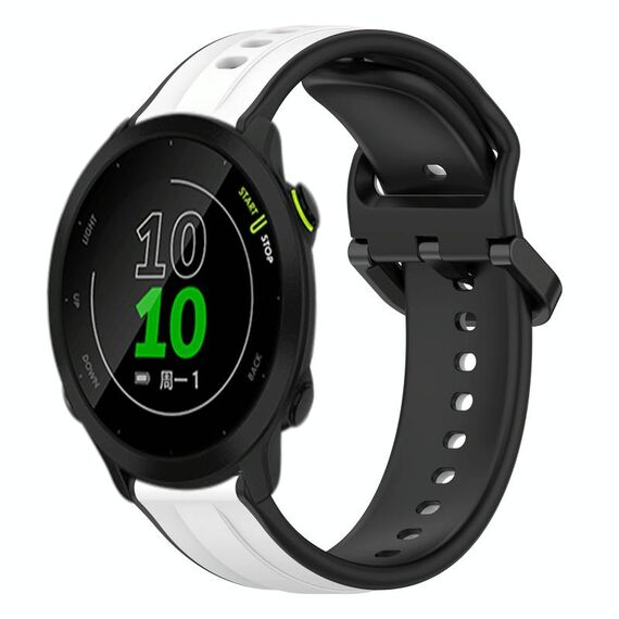 Per Garmin Forerunner 158 20mm Convex Loop Cinturino in silicone bicolore (bianco + nero)